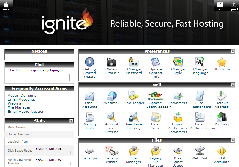 cPanel Control Panel